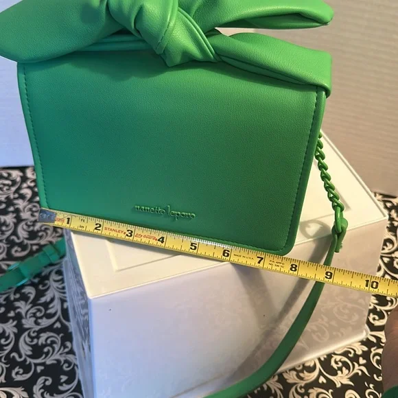 NWOT NANETTE LEPORE FLAP CROSSBODY BAG WITH A BOW 💚 luxury Fabulous Bow - Picture 14 of 16